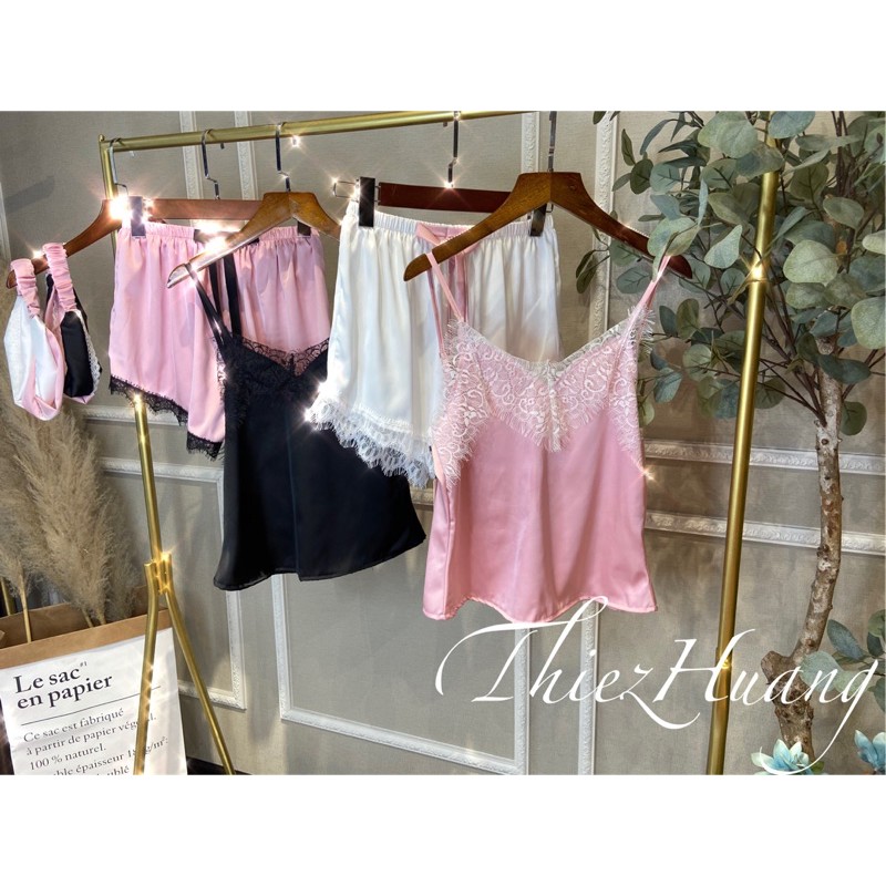 Set ngủ 2 dây lụa phối ren sexy cao cấp ( Mua 2 set tặng kèm tuban ) | BigBuy360 - bigbuy360.vn