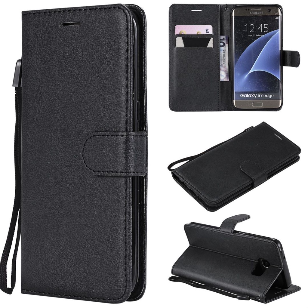 Bao da điện thoại nắp gập màu trơn cho Samsung S7/S7 Edge/S6 edge Plus