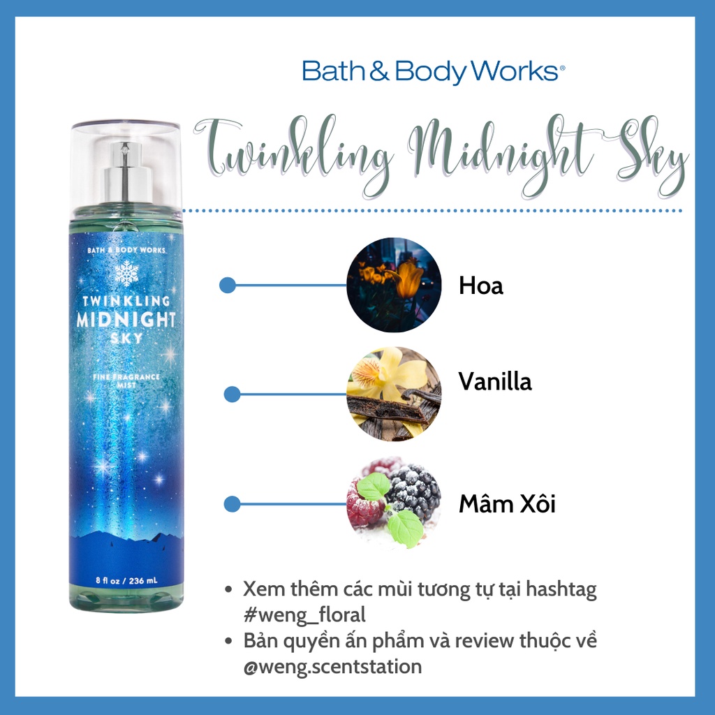 Xịt thơm toàn thân Bath &amp; Body Works mùi Twinkling Midnight Sky