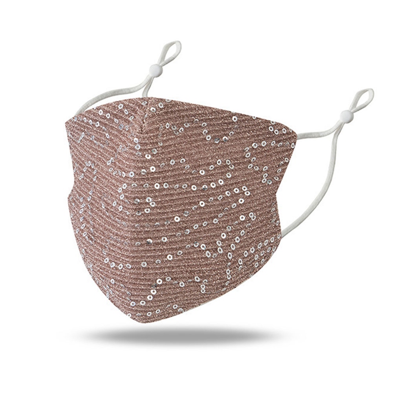 Khẩu Trang Chống Bụi Vải Cotton Đính Kim Sa Lấp Lánh Có Thể Tái Sử Dụng