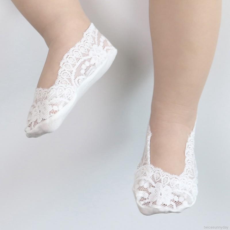 Vớ cotton phối ren chống trượt xinh xắn dành cho bé gái