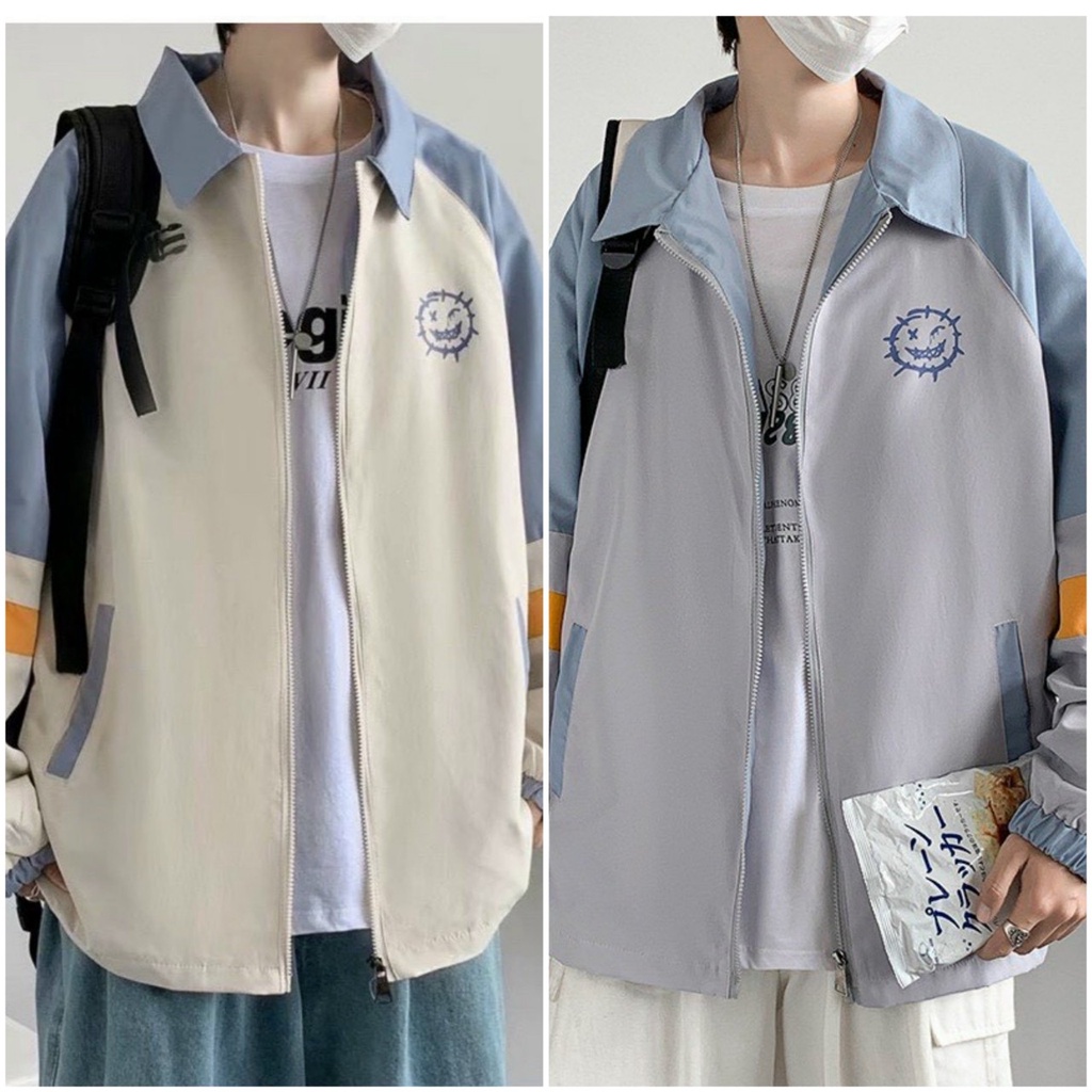 Áo Dù Nam Kiểu Sơ mi Unisex Hàn Quốc- Khoác Gió 2 Lớp Kiểu Khóa kéo Zip - Teen Học Sinh Đi Học Chống nắng
