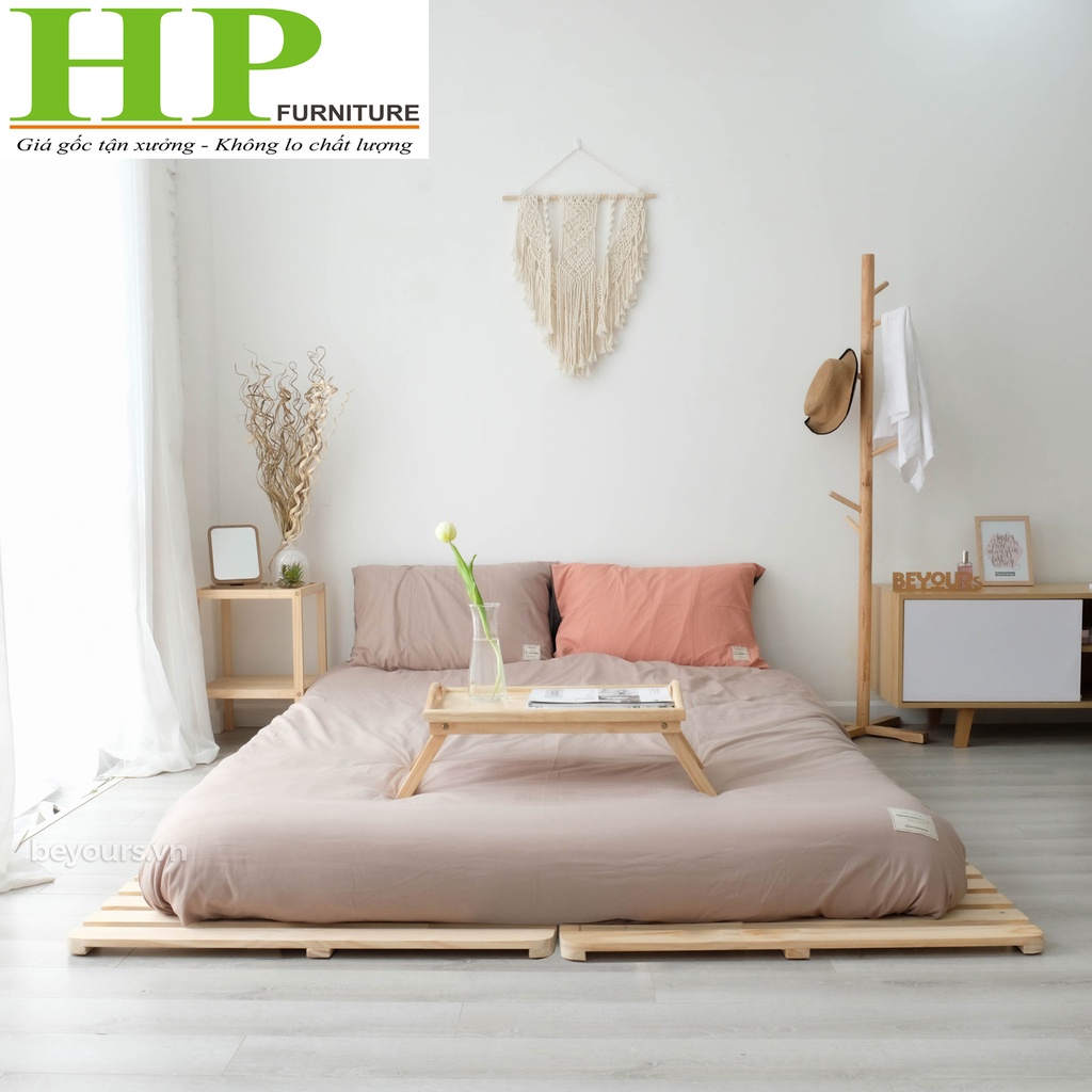 Giường Hộp Pallet sơn 4 mầu - Giường Đã Sơn Chống Mốc thiết kế xếp gọn