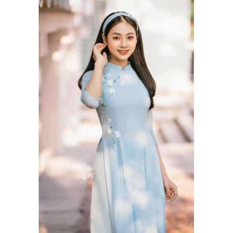 áo dài chiffon 4 tà kèm quần lụa