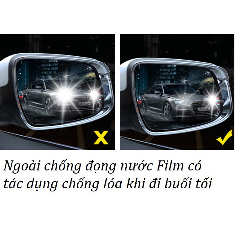 Combo 2 miếng Film dán gương chiếu hậu chống đọng nước, chống lóa công nghệ Nano Anti Fog