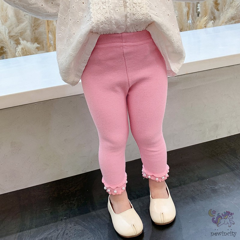 Quần legging đính ngọc trai giả xinh xắn cho bé gái