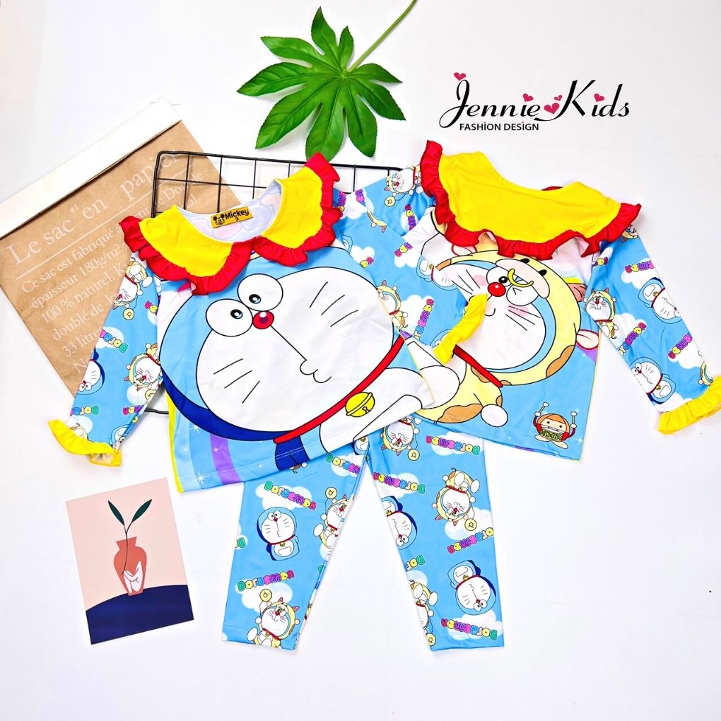 Đồ bộ bé gái size đại dài tay thun lạnh cổ sen bèo Jennie kids J496