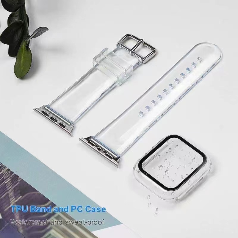 Dây Đeo Silicone + Ốp Bảo Vệ Cho Đồng Hồ Thông Minh Apple Watch Series 7 6 SE 5 4 3 Iwatch 6 5 41mm 45mm 38mm 40mm 42mm 44mm