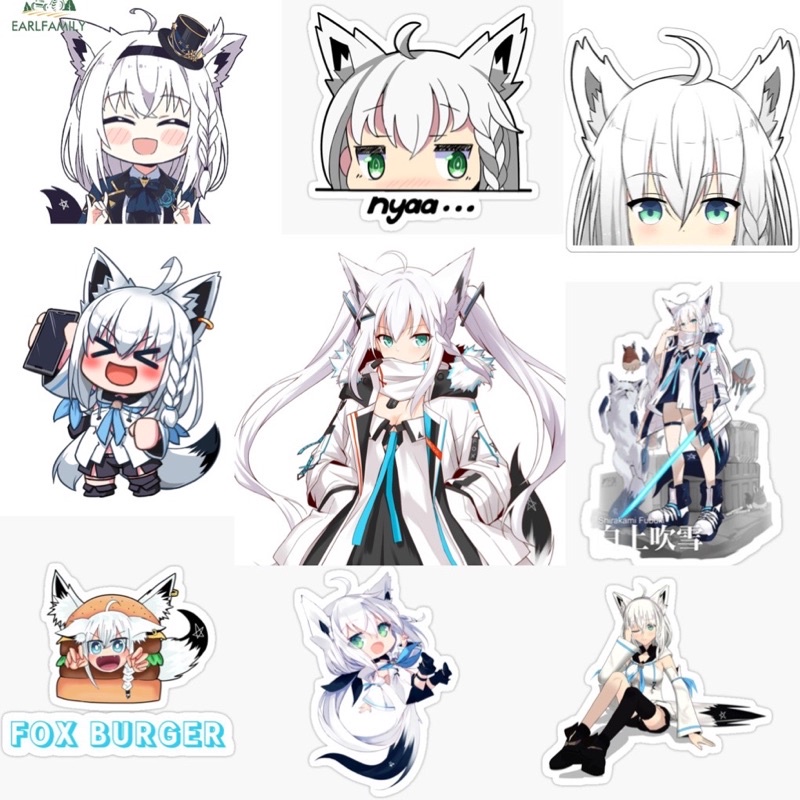 Ảnh dán Sticker Shirakami fubuki Hololive 30-60 cái ép lụa khác nhau/Hình dán decal vtuber Shirakami fubuki