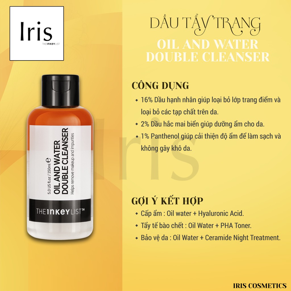 (BILL CANADA) Dầu tẩy trang Oil and Water Double Cleanser -The INKEY List-