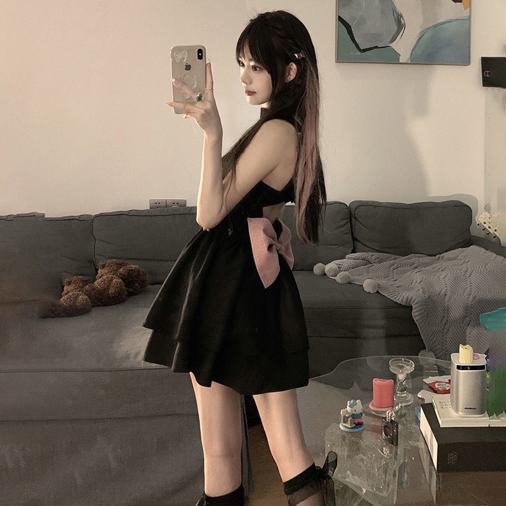 Đầm Nữ Phong Cách Hàn Quốc Nóng Bỏng Thắt Nơ Eo Và Váy Phồng