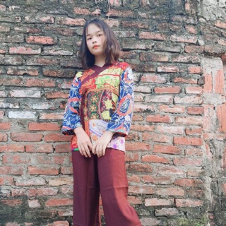 Bộ đồ lam đi chùa thổ cẩm siêu xinh ( ảnh thật do shop tự chụp)