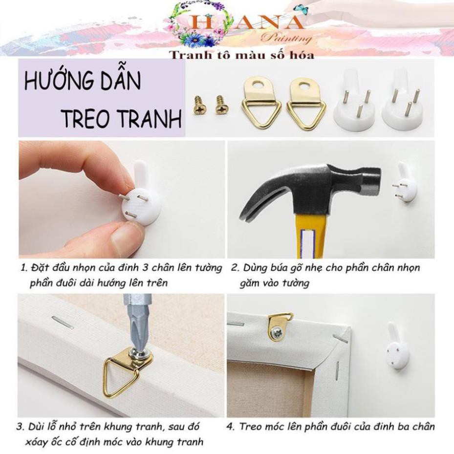 Tranh sơn dầu số hóa tự tô Cô gái dưới mưa - Tặng kèm cọ , màu , khung , Paint by numbers DIY , Tranh sơn dầu số hóa tự