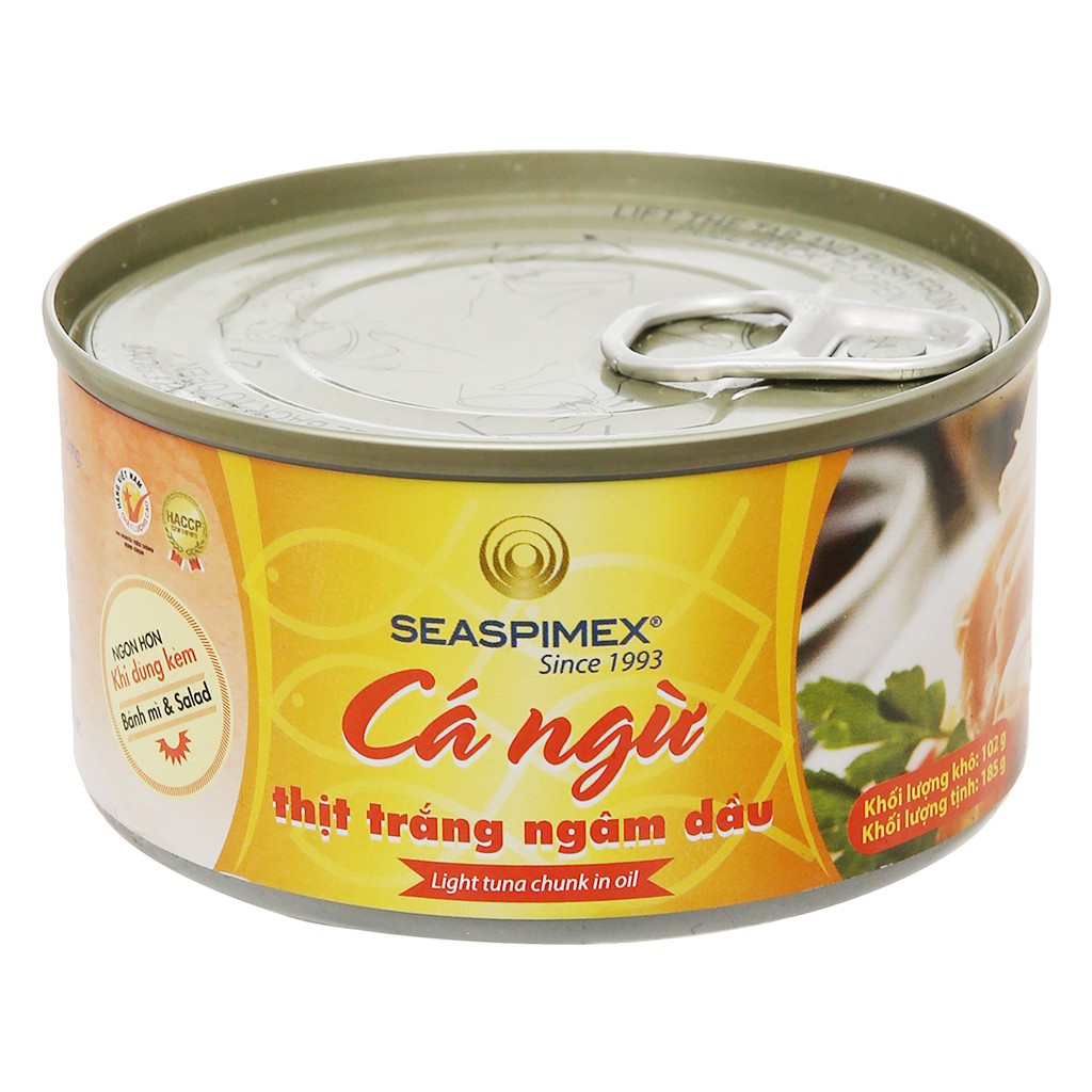 Cá ngừ thịt trắng ngâm dầu Seaspimex hộp 185g