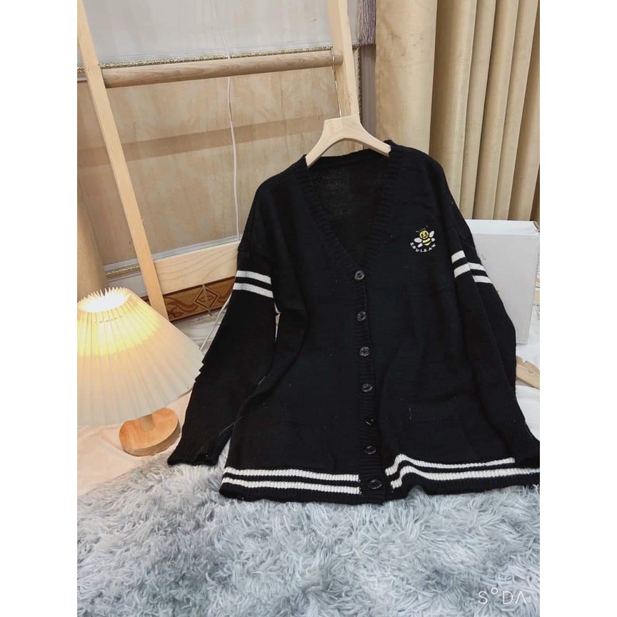 Áo cardigan len dày dặn dài tay dáng rộng overszie họa tiết kẻ sọc ulzzang hàn quốc