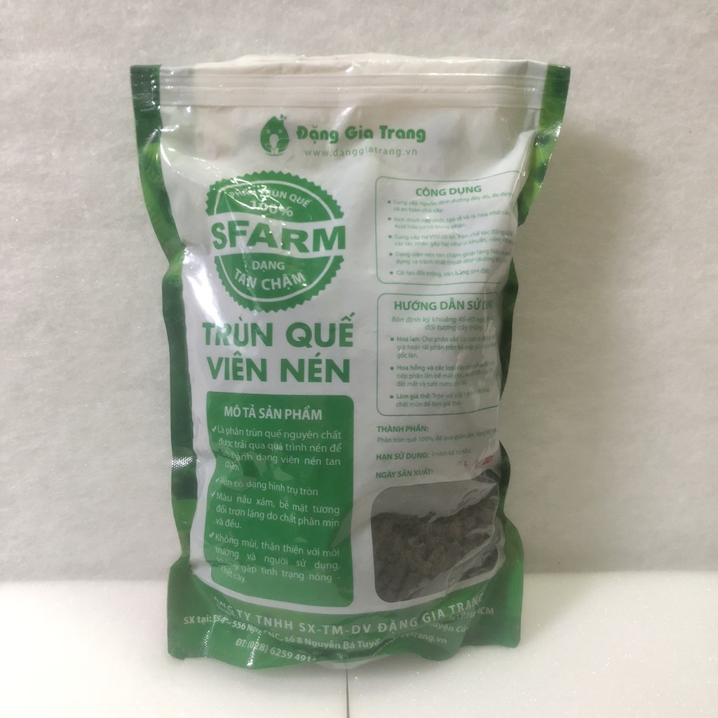 Phân trùn quế nén viên túi 1kg, hàng Đặng Gia Trang