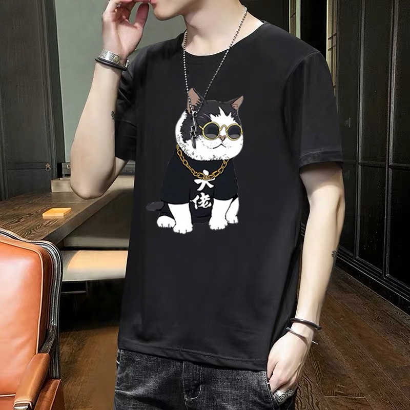 Áo thun unisex nam nữ in hình mèo đại ca form đẹp chất vải cotton dày mịn mát 2020T2820
