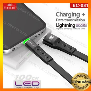 Cáp sạc nhanh 3a có đèn led earldom ec-081