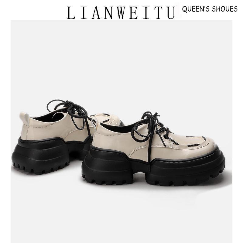 Giày Da Đế Dày Mũi Vuông Phong Cách Anh Quốc Thời Trang 2022 Cho Nữ