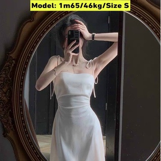 Đầm Lụa Đi Tiệc 2 Dây Khoét Eo Dáng Dài