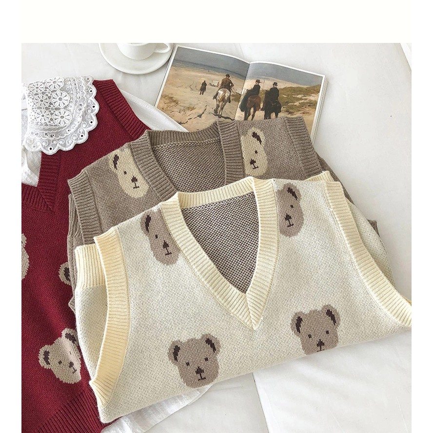 Áo Gile Len Nữ Họa Tiết Gấu Cao Cấp hàng Quảng Châu | BigBuy360 - bigbuy360.vn