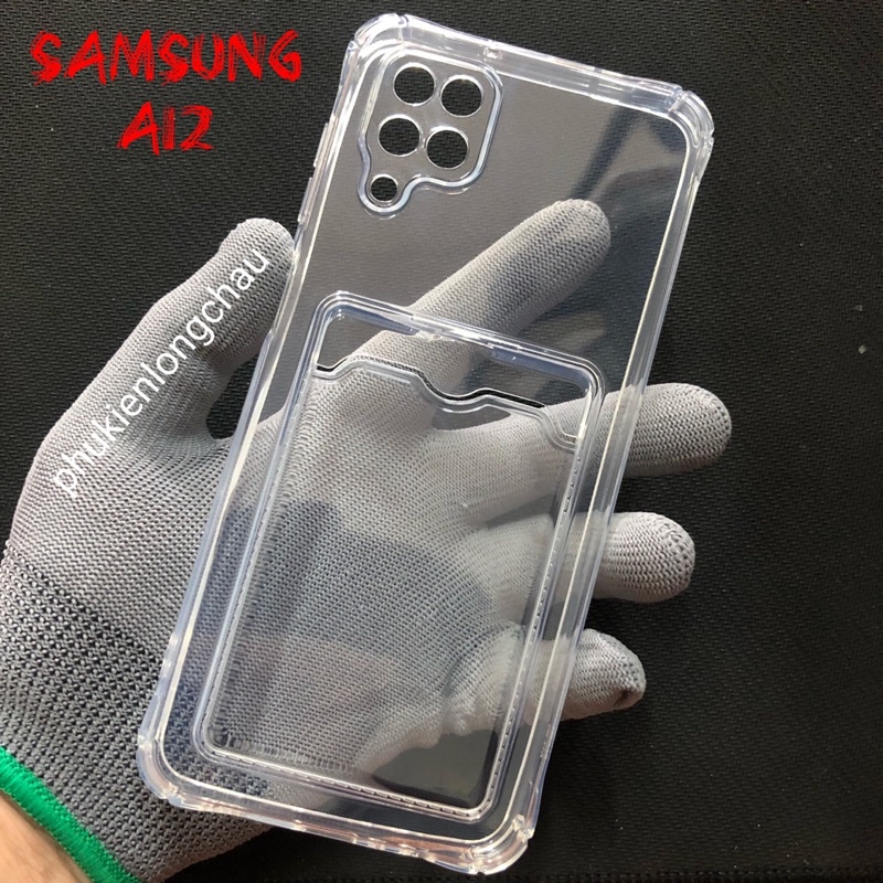 Ốp Lưng Samsung A12 / M12 Trong Chống Sốc Gù Bảo Vệ Camera Kèm Ngăn Đựng Thẻ Card, Hình Ảnh
