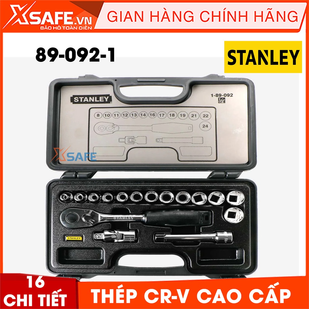 Đầu tuýp 1/2 inch DR 12PT HỆ MET STANLEY 89-092-1 16 chi tiết, đầu tuýp 12 góc, thép CR-V cứng cáp, không gỉ chính hãng