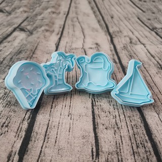 HCM - Bộ 4 khuôn cắt bánh quy hình Biển Hè mát lạnh Cây dừa Ly kem CA6 làm bánh quy dễ thương cute