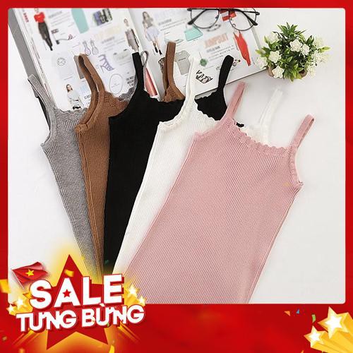 Áo len hai dây phối ren phong cách quyến rũ dành cho nữ -Hàng nhập khẩu