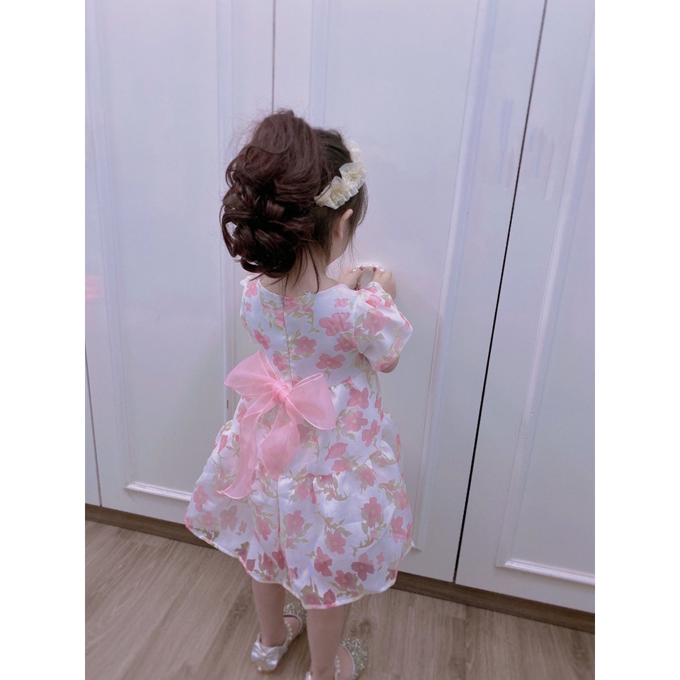 Váy bé gái, váy tiểu thư hoa nổi chất tơ từ 8-21kg