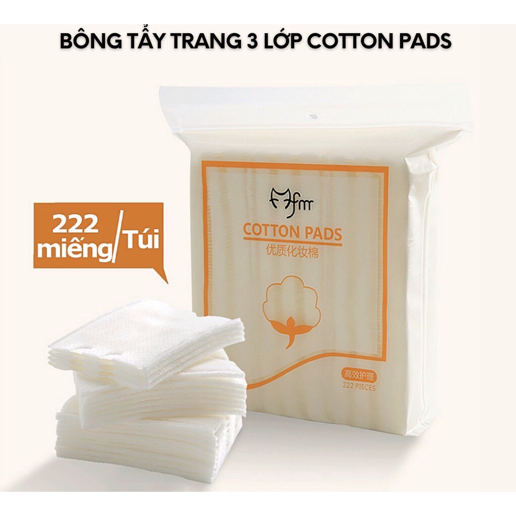 Bông tẩy trang 3 lớp Cotton Bông tẩy trang 222 miếng