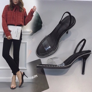 Sandal quai trong gót nhọn