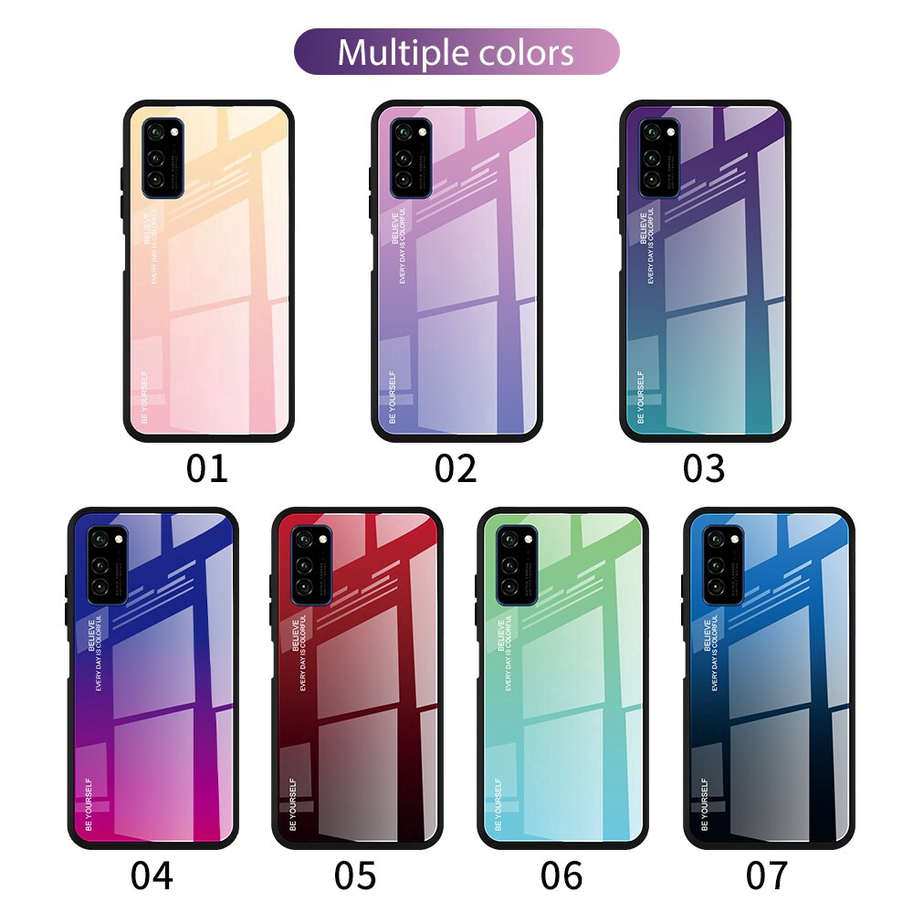 Samsung Galaxy A51 A71 Gradient Tempered Glass Case Silicone Frame Hard Glossy Glass Back Cover