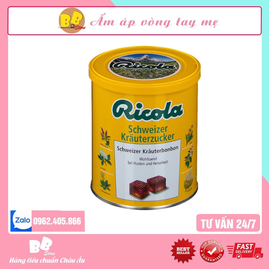 Kẹo Ngậm Thảo Dược Ricola -Viên Ngậm Ho Giảm Đau Họng - Hàng Nội Địa Đức