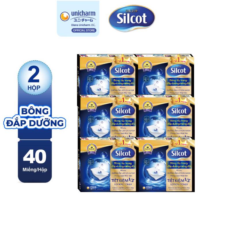 Bộ 6 Hộp Bông Tẩy Trang Silcot Đắp Dưỡng Miếng Đôi 40 Miếng/Hộp