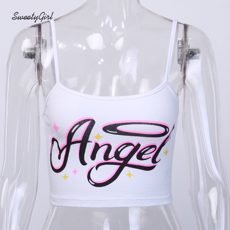 Áo Tank Top Cổ Tròn In Chữ Màu Tương Phản Thời Trang 2022 Quyến Rũ Cho Nữ