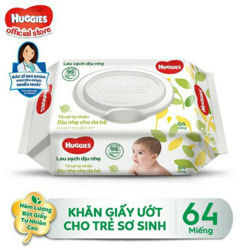 🏰HCM 🏰Combo 6 gói khăn giấy ướt Huggies không mùi 64 tờ