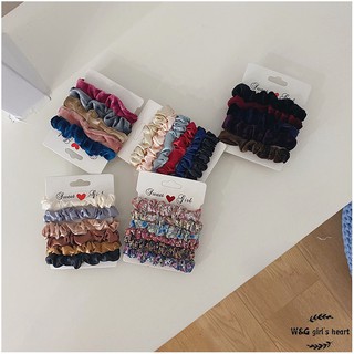 <24h Lô hàng> W&G Dây buộc tóc W&G bằng cao su co giãn nhiều hoạ tiết đơn giản xinh xắn tuỳ chọn