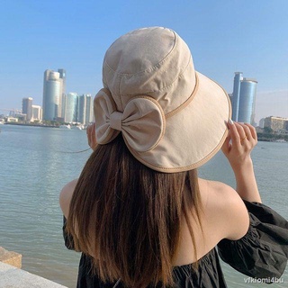rsgMũ mới nữ mùa xuân và mùa hè phiên bản Hàn Quốc tất cả phù hợp nơ mũ ngư dân ngọt ngào và mát mẻ che nắng thoải mái c