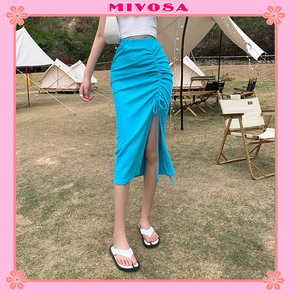 Chân váy xẻ tà dây rút dáng dài chân váy midi ulzzang nữ MIVOSA CV003 | BigBuy360 - bigbuy360.vn