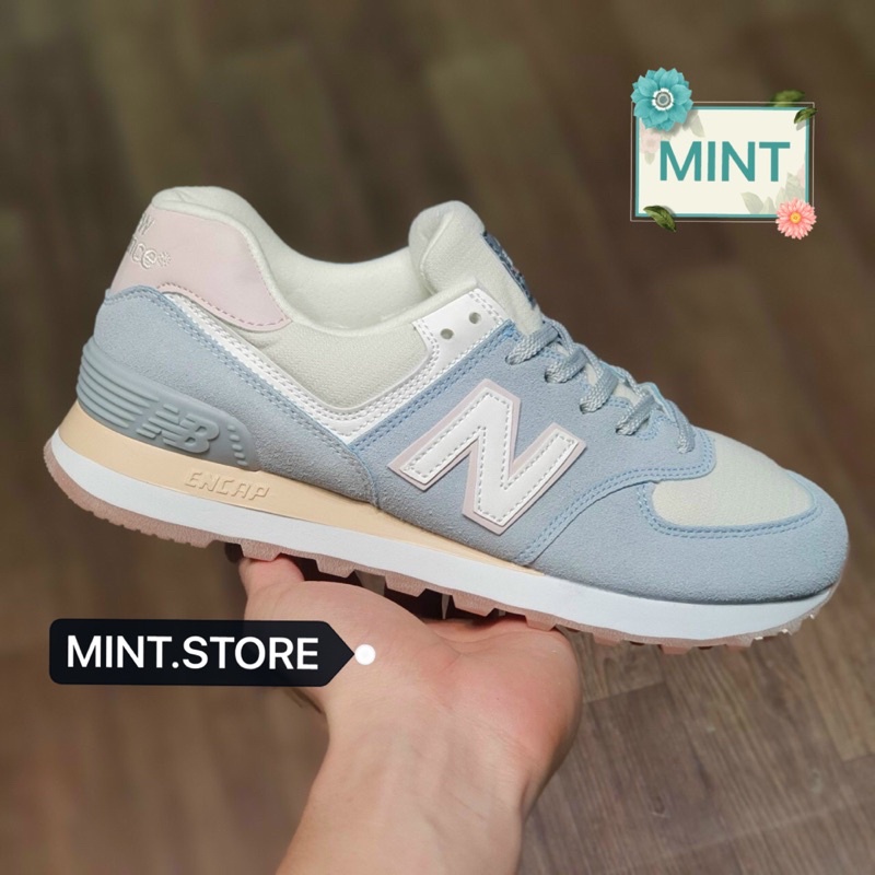 MINTSTORE Giày thể thao sneaker N.B xanh pastel gót hồng