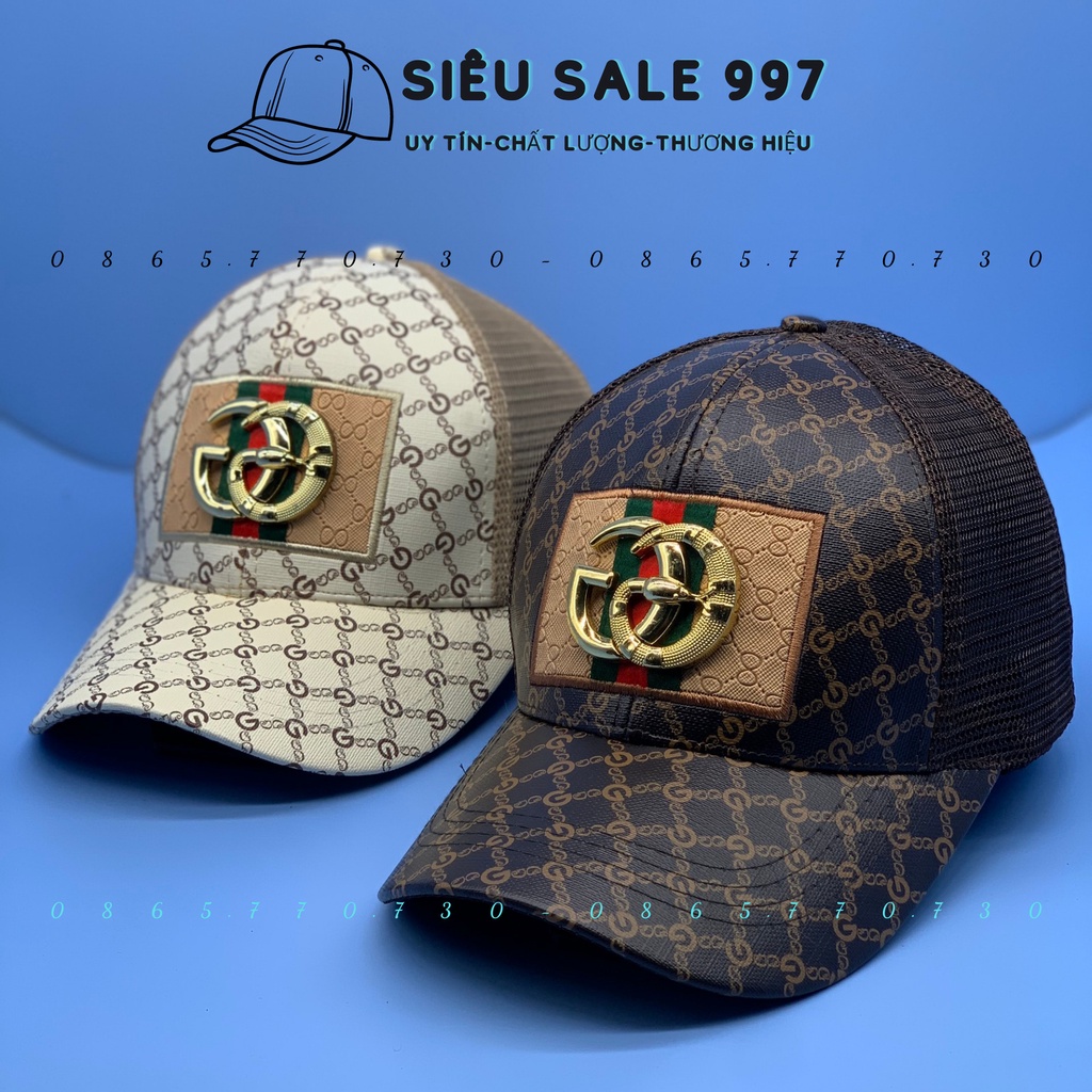 NÓN KẾT PHỐI LƯỚI LOGO MẠ CG VÀNG, NÓN THỜI TRANG NAM NỮ HỌA TIẾT GGCC UNISEX FORM ĐẸP