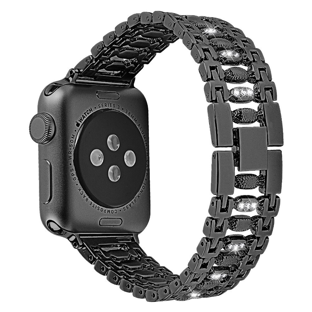 Dây Đeo Inox Đính Kim Cương Giả Cho Đồng Hồ Thông Minh Apple Watch 6 5 4 38mm 42mm 40mm 44mm Iwatch Series 6 5 4 3