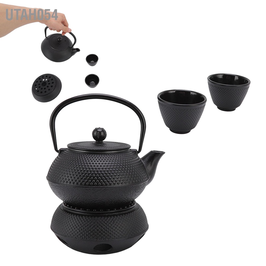 [Hàng Sẵn] Ấm Trà Bằng Sắt - Ấm gang uống trà Cao Cấp 800ml Tiện Dụng Kèm Bếp trà và Tách【Utah054】