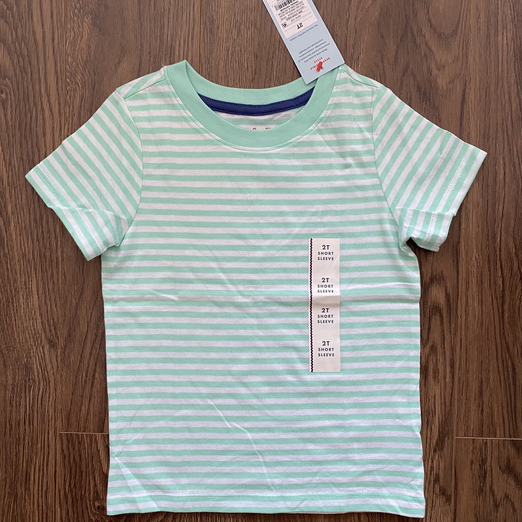 T-shirt/ Áo thun bé trai tay ngắn sọc nhỏ , hàng xuất dư