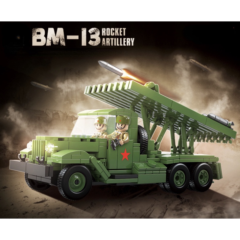 Set 731 Mô Hình Xe Tải Đồ Chơi MOC WW2 BM-13 Rocket Artillery Katyusha Mới