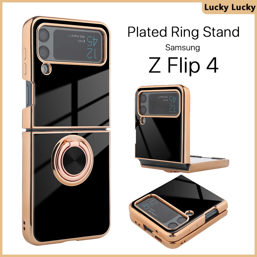 ốp lưng Samsung Z Flip 4 5G Giá đỡ vòng từ tính Chân đế Silicone mềm Bảo vệ toàn diện Máy ảnh Dây buộc Miễn phí Chống va đập