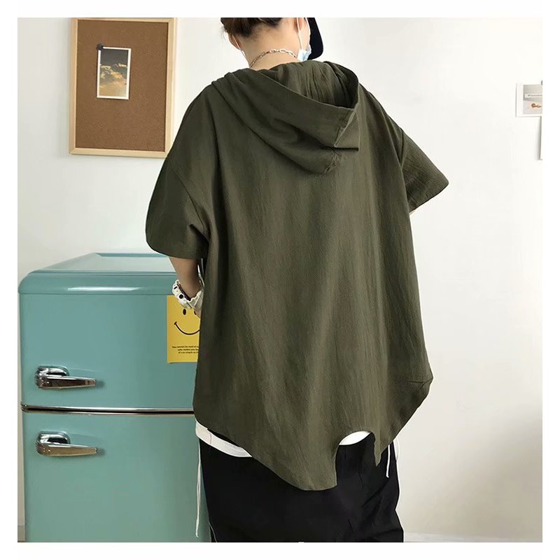 Áo Thun Tay Ngắn Dáng Rộng Cổ Cao Thời Trang Mùa Hè Cho Nam Và Nữ