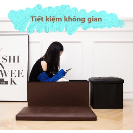 BẢN NÂNG CẤP Đôn ghế ngồi bọc da đa năng kiêm hộp đựng đồ hot nhất năm