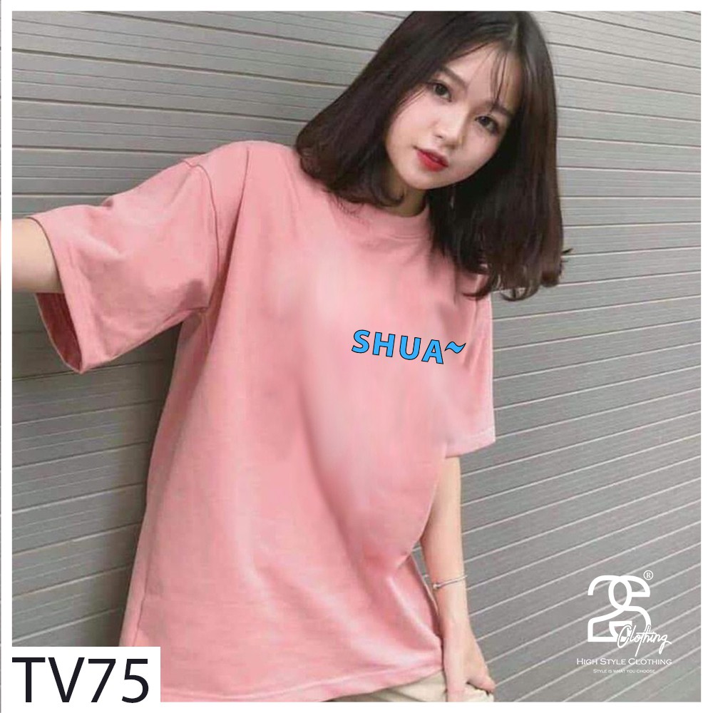 Áo Nam Form Rộng Cổ Tròn Form Rộng 2SClothing Áo Phông Đen Tay Lỡ Streetwwear Oversize Giá Rẻ In Hình Hàn Quốc TV75